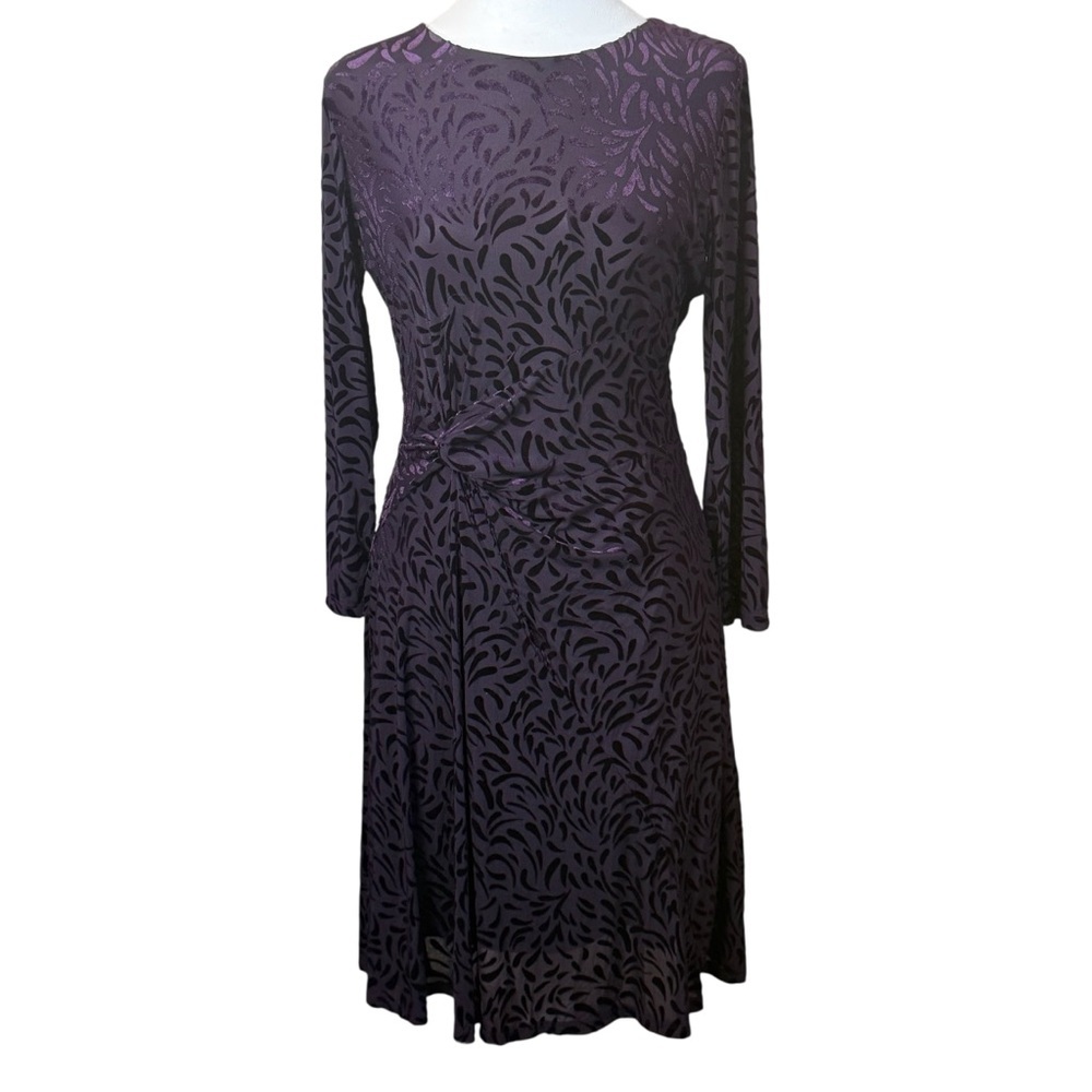 DKNY Purple Velvet Burnout Sheath Dress Size 8 Whimsigoth Fairy Grunge Dark Fall